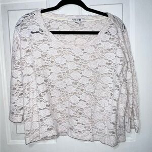Forever 21 Cream Floral Lace Blouse